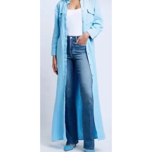 L'AGENCE Dresses & Skirts - L'AGENCE Light Blue Linen Maxi Shirt Dress Long Sleeve Button Down Size S/P